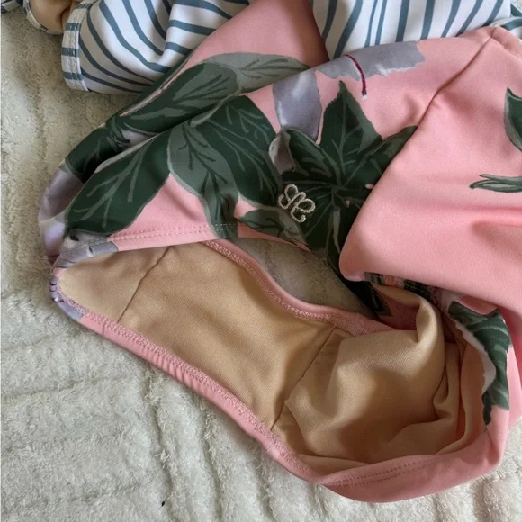 Albion Island Fever One Piece Swimsuit - Blue / White Stripe & Pink Floral - Picture 8 of 10